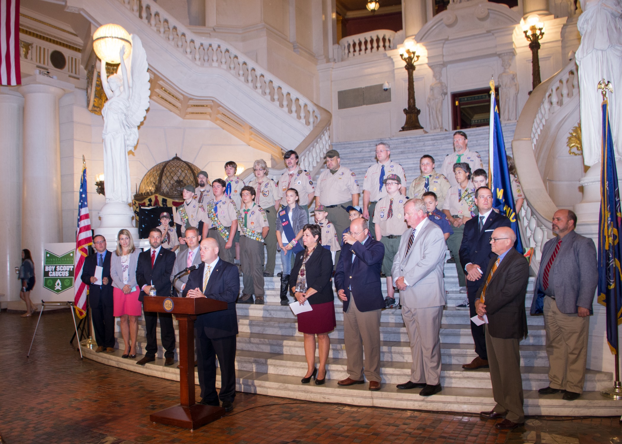 Rep. Dowling with Boy Scout troops at the Capitol